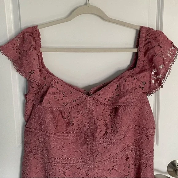City Chic Blush Lace Off-Shoulder Dress 18 1x pink wiggle plus size - Picture 6 of 11